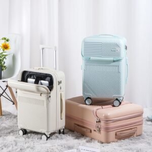 フロントオープンスーツケース 機内持ち込み 軽量 キャリーバッグ 超軽量 TSAロック搭載 USBポート付 ドリンクホルダー 静音 人気 修学旅行 大容量 頑丈 かわいい おすすめ 女性 出張用 中学生 Sサイズ Mサイズ おしゃれ